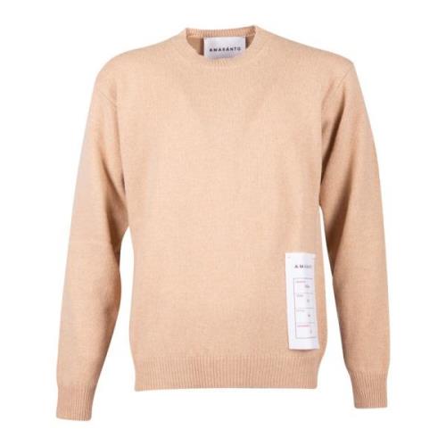 Hazelnoot Beige Crewneck Wol Kasjmier Trui Amaránto , Brown , Heren