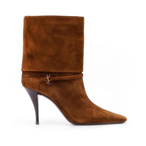 Suede Stiletto Laarzen Saint Laurent , Brown , Dames