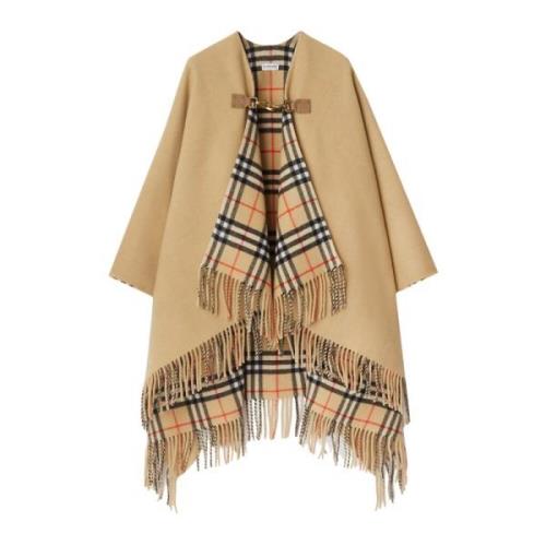 Wollen cape met leren band Burberry , Beige , Dames