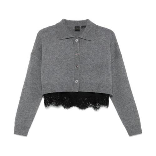 Gebreide wol-kasjmier trui met kant Pinko , Gray , Dames