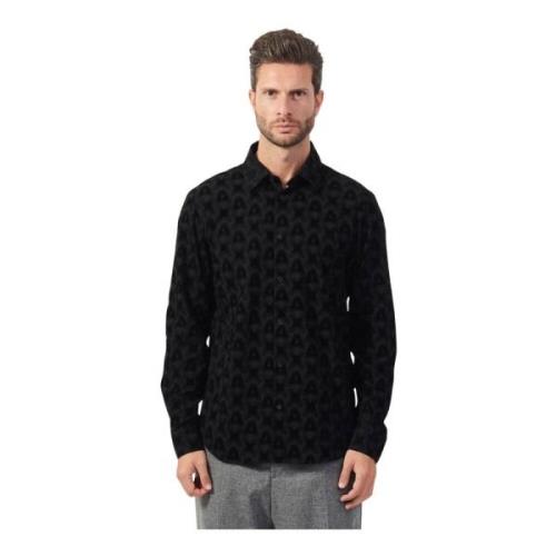 Zwarte longsleeve shirt met flockprint Armani Exchange , Black , Heren