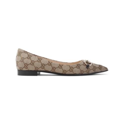 Elegante Ballet Flats in Beige Ebony Gucci , Brown , Dames