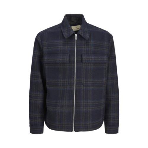 Premium Geruite Jas in Donkerblauw Jack & Jones , Blue , Heren