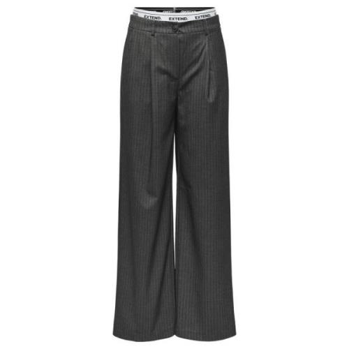 Elegante Wijde Pinstripe Broek Only , Gray , Dames