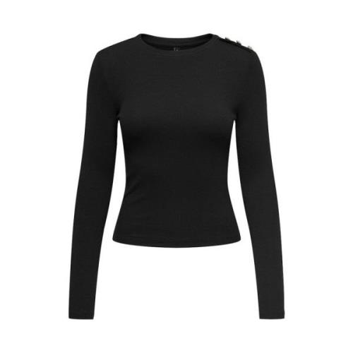 Life Longsleeve Top met Rhinestones Only , Black , Dames