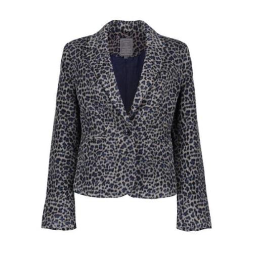 Luipaardprint Blazer Geisha , Gray , Dames