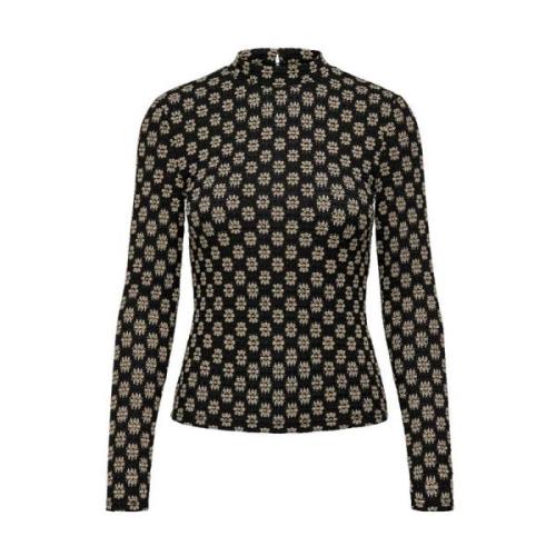 High Neck Longsleeve Top Only , Black , Dames