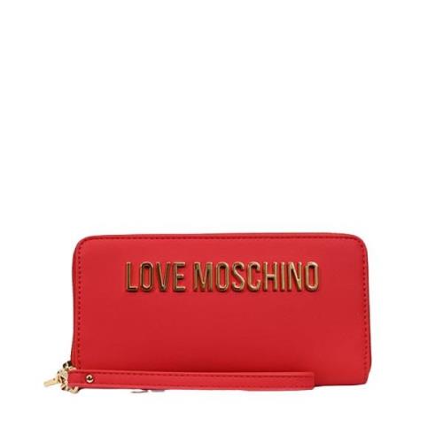 Rode Portemonnee met Metalen Logo Love Moschino , Red , Dames