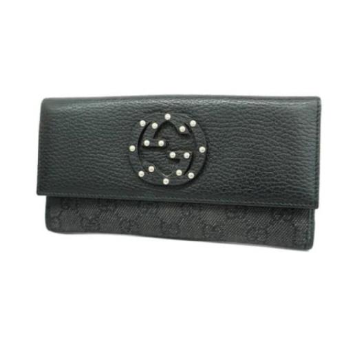 Pre-owned Leather wallets Gucci Vintage , Black , Dames