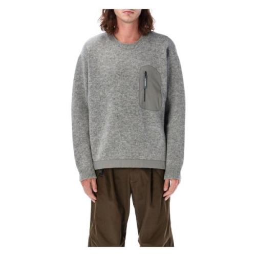 Grijze Gebreide Trui Sweater Aw24 And Wander , Gray , Heren