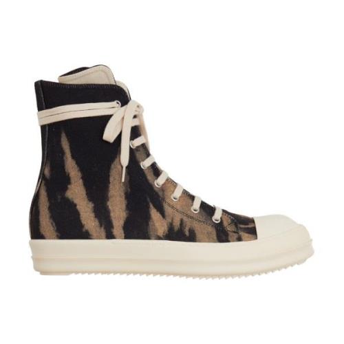 Denim High Top Sneaker Rick Owens , Brown , Dames