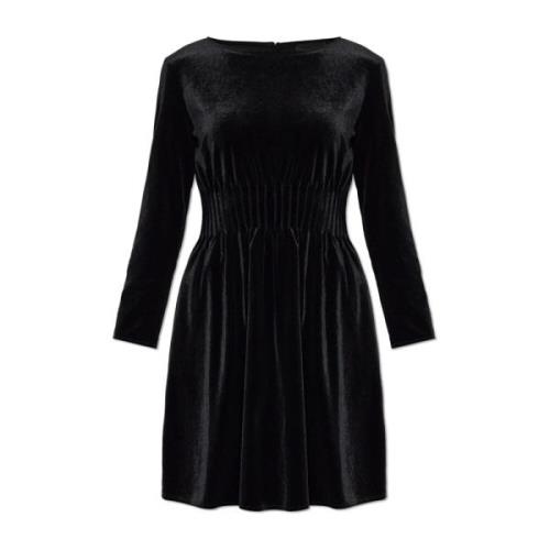 Fluwelen jurk met lange mouwen Emporio Armani , Black , Dames