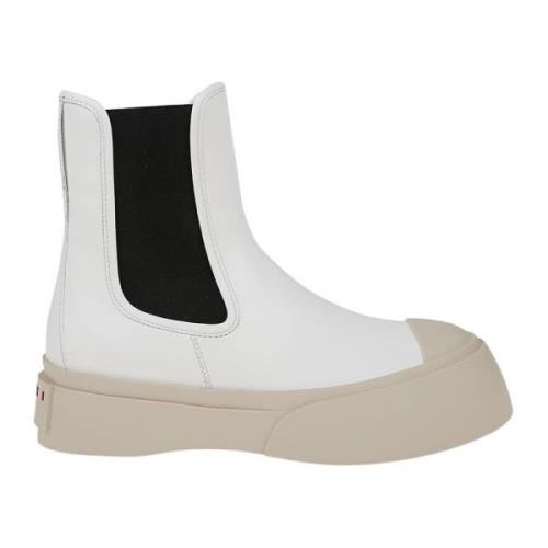 Witte Enkellaarzen met Plateauzool Marni , White , Dames