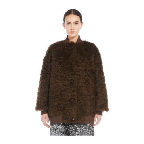 Bruine Mohair Bomberjas Max Mara Weekend , Brown , Dames