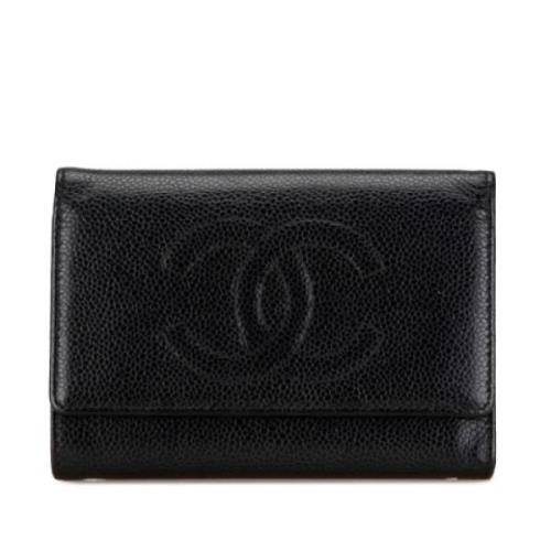 Pre-owned Leather wallets Chanel Vintage , Black , Dames