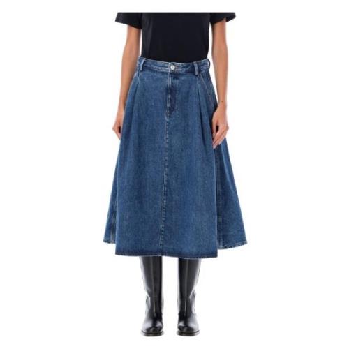 Denim Midi Rok Gewassen Indigo A.p.c. , Blue , Dames