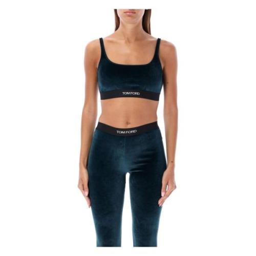 Donker Smaragd Velvet Bralette Topwear Aw24 Tom Ford , Green , Dames