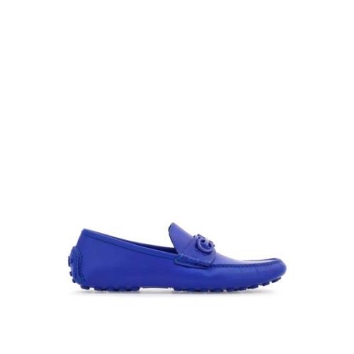 Blauwe Logo Loafers Leren Schoenen Salvatore Ferragamo , Blue , Heren