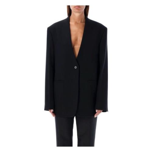 Zwarte Wolblend Blazer met Enkele Knoop Jil Sander , Black , Dames