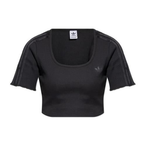 Korte top met logo Adidas Originals , Black , Dames