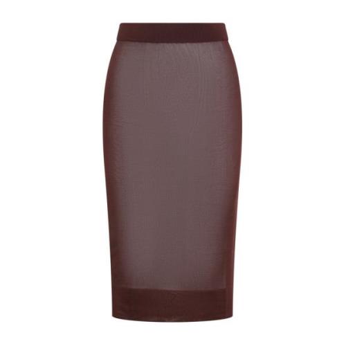 Prune Midi Rok Saint Laurent , Brown , Dames