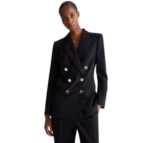 Zwarte stretch blazer met revers Liu Jo , Black , Dames