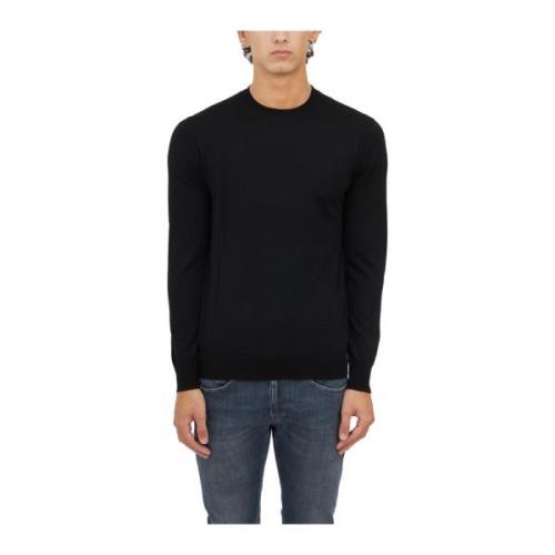 Wollen Crewneck Trui Paolo Pecora , Black , Heren