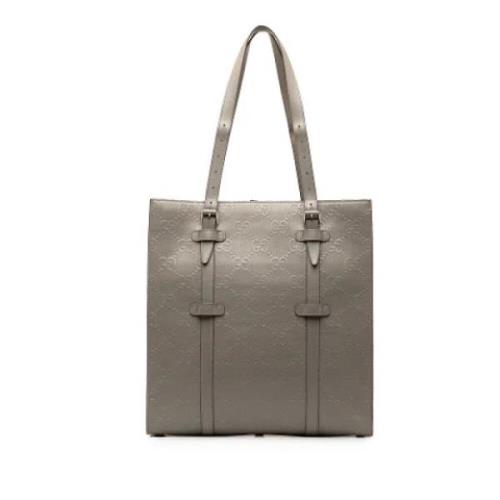 Pre-owned Leather totes Gucci Vintage , Gray , Dames