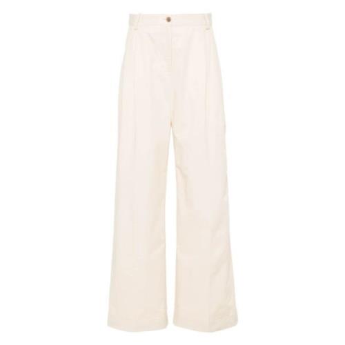 Stijlvolle Double Pleats Broek Maison Kitsuné , Beige , Dames