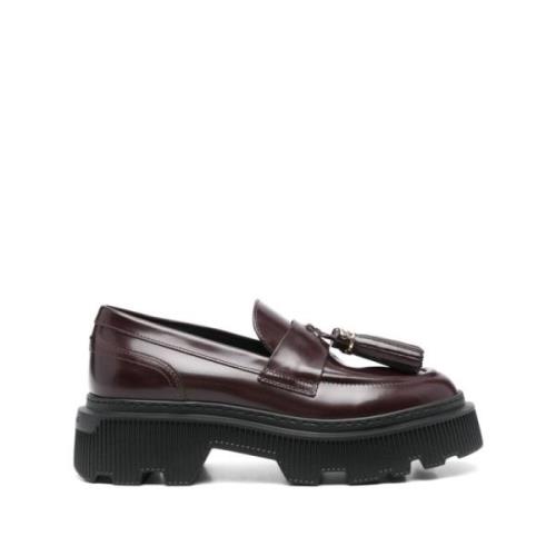 Bourgondisch Kalfsleer Loafers Kwastjes Santoni , Red , Dames