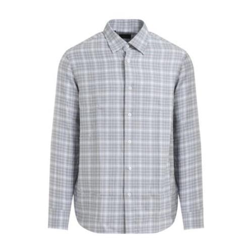 Sky Blue Verborgen Button-Down Overhemd Brioni , Blue , Heren