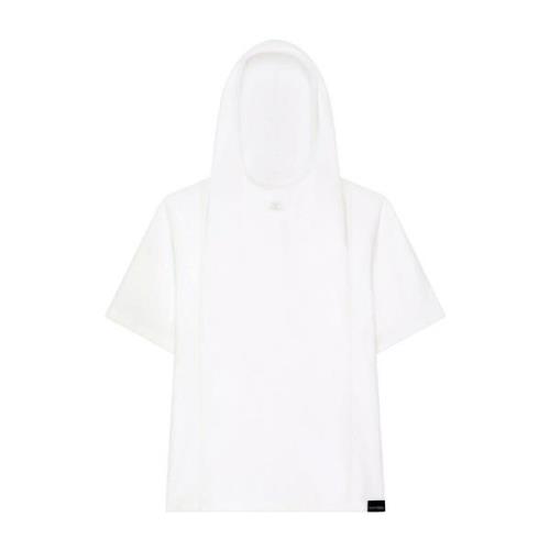 Witte Hoodie T-shirt met Geborduurd Logo Courrèges , White , Dames