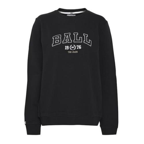 Zwarte Sweatshirt met Geborduurd Logo Ball , Black , Dames