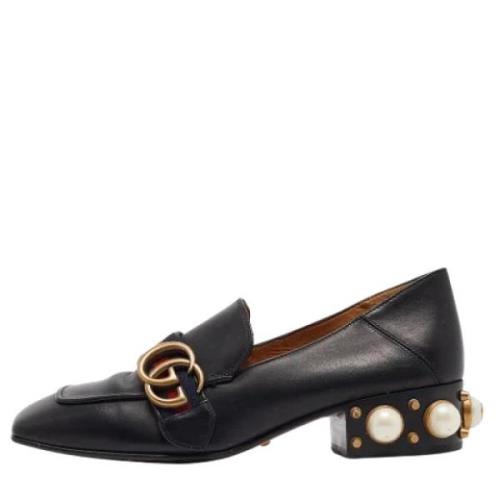 Pre-owned Leather flats Gucci Vintage , Black , Dames