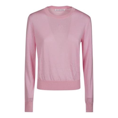 Geborduurde Logo Trui T by Alexander Wang , Pink , Dames