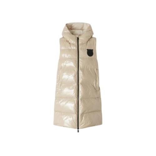 Beige Mouwloos Puffer Vest met capuchon Pinko , Beige , Dames