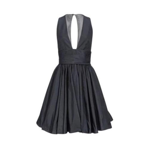 Mouwloze taffeta jurk met V-hals Pinko , Black , Dames