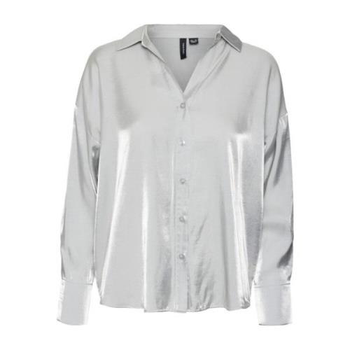 Zilver Vmqueeny Lange Mouw Shirt Vero Moda , Gray , Dames