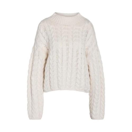 Hoge hals gebreide trui in Eggnog Noisy May , Beige , Dames