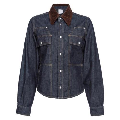 Denim overhemd met donkerblauwe spoeling Pinko , Blue , Dames