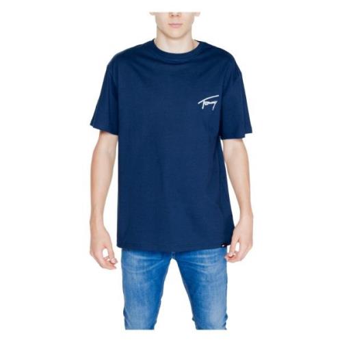 Blauw Bedrukt Kortemouw T-Shirt Tommy Hilfiger , Blue , Heren