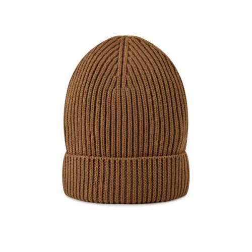 Geribbelde Wol/Kasjmier Beanie Hoed Dolce & Gabbana , Beige , Dames