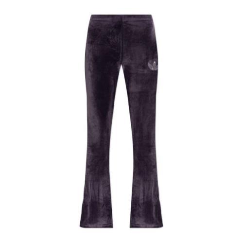 Fluwelen broek met uitlopende pijpen Adidas Originals , Purple , Dames