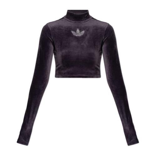 Velours top met opstaande kraag Adidas Originals , Purple , Dames