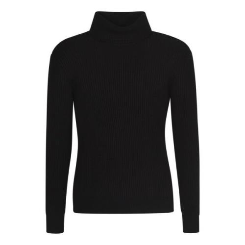 Zwarte Ribgebreide Trui Aw22 Tagliatore , Black , Heren