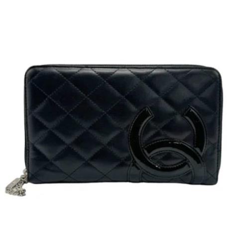 Pre-owned Leather wallets Chanel Vintage , Black , Dames