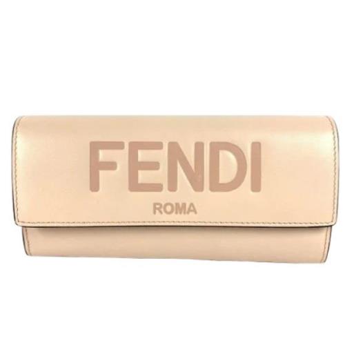 Pre-owned Leather wallets Fendi Vintage , Beige , Dames