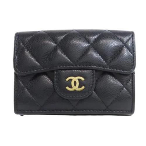 Pre-owned Leather wallets Chanel Vintage , Black , Dames