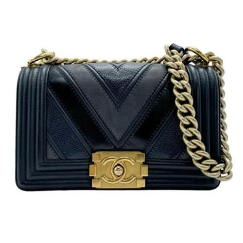 Pre-owned Leather chanel-bags Chanel Vintage , Blue , Dames