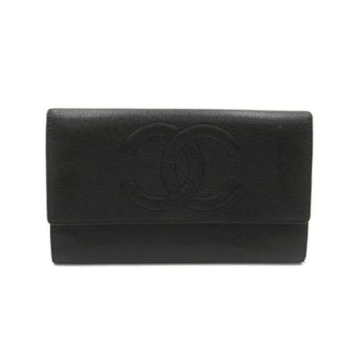 Pre-owned Leather wallets Chanel Vintage , Black , Dames